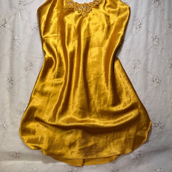 vintage gold satin mini slip dress – size small - Picture 5 of 5